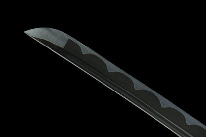 Nocturnal Spirit Katana with Blackened 1045 Carbon Steel Blade, Ebony Wood Saya, Oil Quenched and Tempered