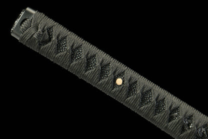 Annihilation Katana with 1065 Carbon Steel Blade, Ebony Wood Saya, Oil Quenched and Tempered