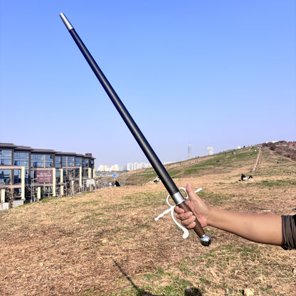 Lightning Knight Rapier | Handcrafted 1095 Carbon Steel Mirror-Polished Double-Edge Blade Swept Hilt Brown Wood Grip Unsharpened Display 102cm — Best European Rapier Under $140