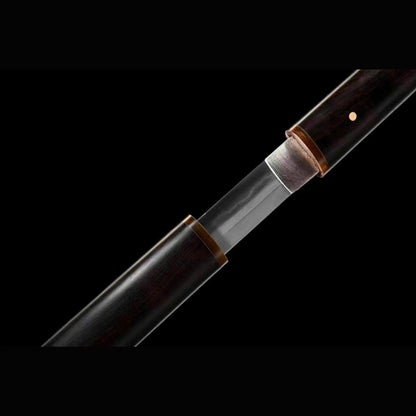 Natural Ebony Wootz Steel Iaido Sword with Real Hamon | Full Tang Natural Horn Accents 99cm