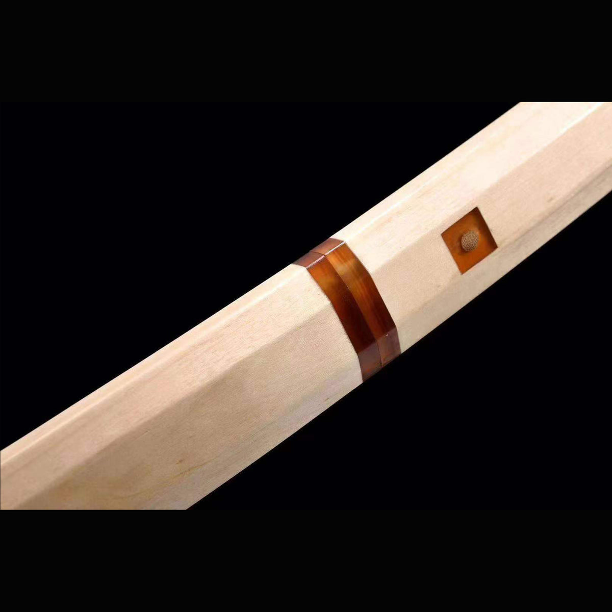 Natural Hardwood Octagonal Iaido Sword with Real Hamon | Full Tang Folded Pattern Steel 100cm