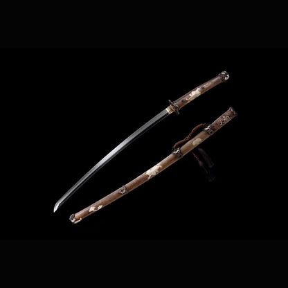 Overlord Tachi with Real Hamon | Full Tang Folded Pattern Steel All-Copper Scabbard 120cm