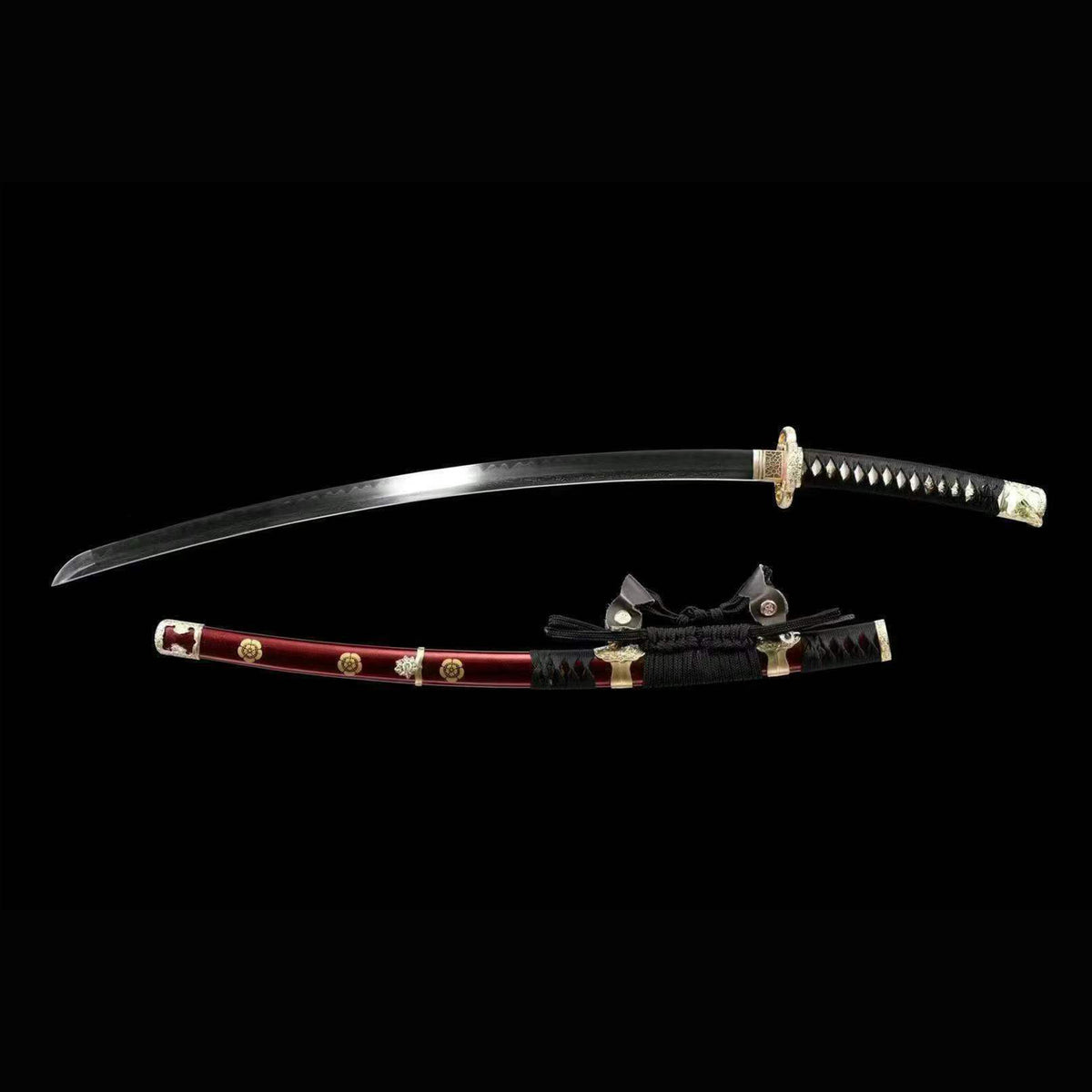 Red Cloud Tachi with Real Hamon | Full Tang Folded Pattern Steel Pure Copper Mountings 103cm