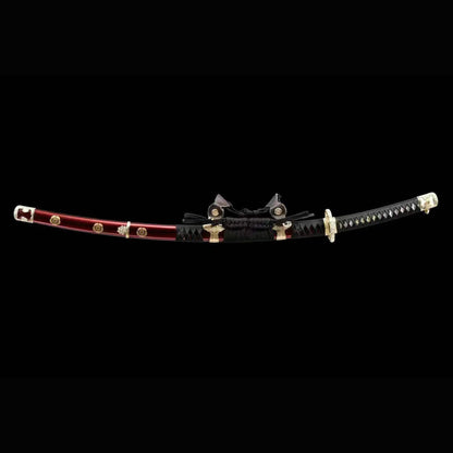 Red Cloud Tachi with Real Hamon | Full Tang Folded Pattern Steel Pure Copper Mountings 103cm
