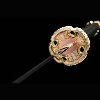Red Cloud Tachi with Real Hamon | Full Tang Folded Pattern Steel Pure Copper Mountings 103cm
