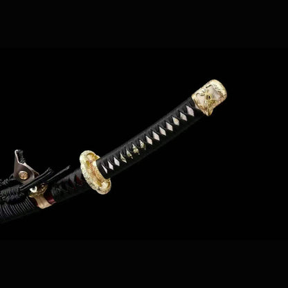 Red Cloud Tachi with Real Hamon | Full Tang Folded Pattern Steel Pure Copper Mountings 103cm