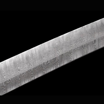 Roaring Tiger Ladder Damascus Tachi | Full Tang Twisted Pattern Steel Copper Gilt Scabbard 102cm