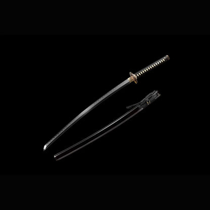 Roaring Tiger Sanmai Katana with Real Hamon | Full Tang Laminated Steel Diagonal Rayskin Scabbard 103cm