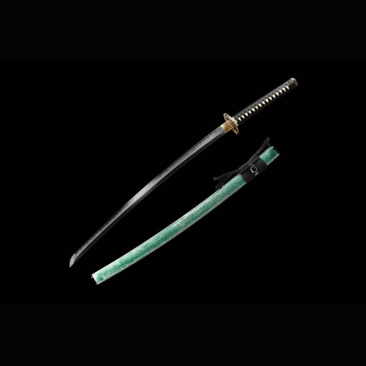 Roaring Tiger Sanmai Katana with Real Hamon | Full Tang Laminated Steel Pearl Rayskin Scabbard 103cm