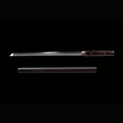 Swift Gale Wootz Steel Iaido Wakizashi with Real Hamon | Full Tang Natural Ebony Wood 75cm
