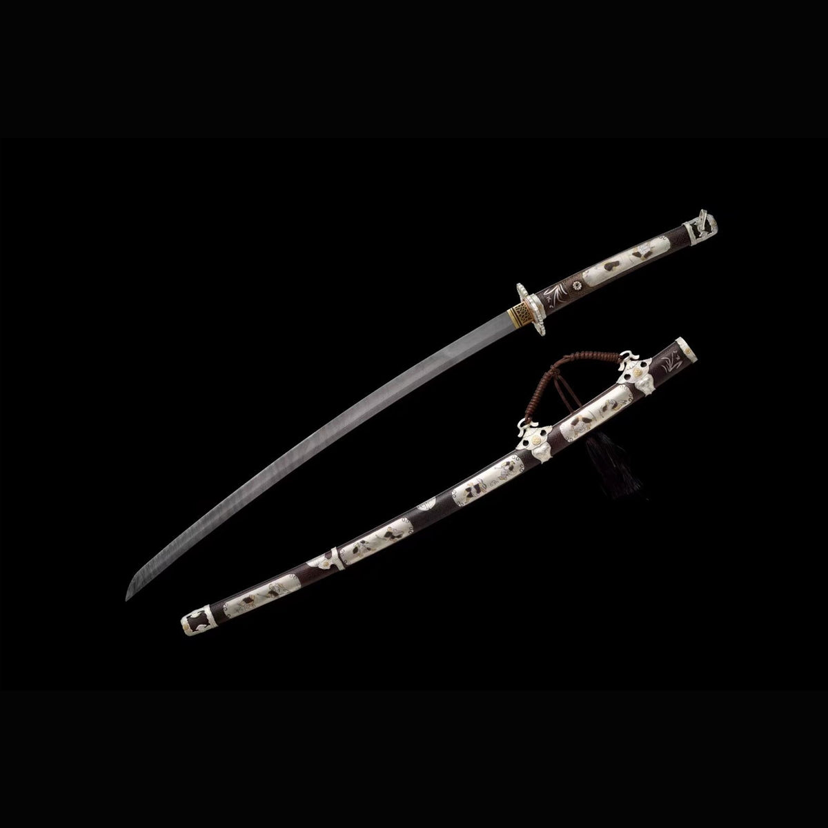 Tokugawa Shogunate Tachi | Full Tang Twisted Dense Ladder Damascus Steel All-Copper Scabbard 120cm