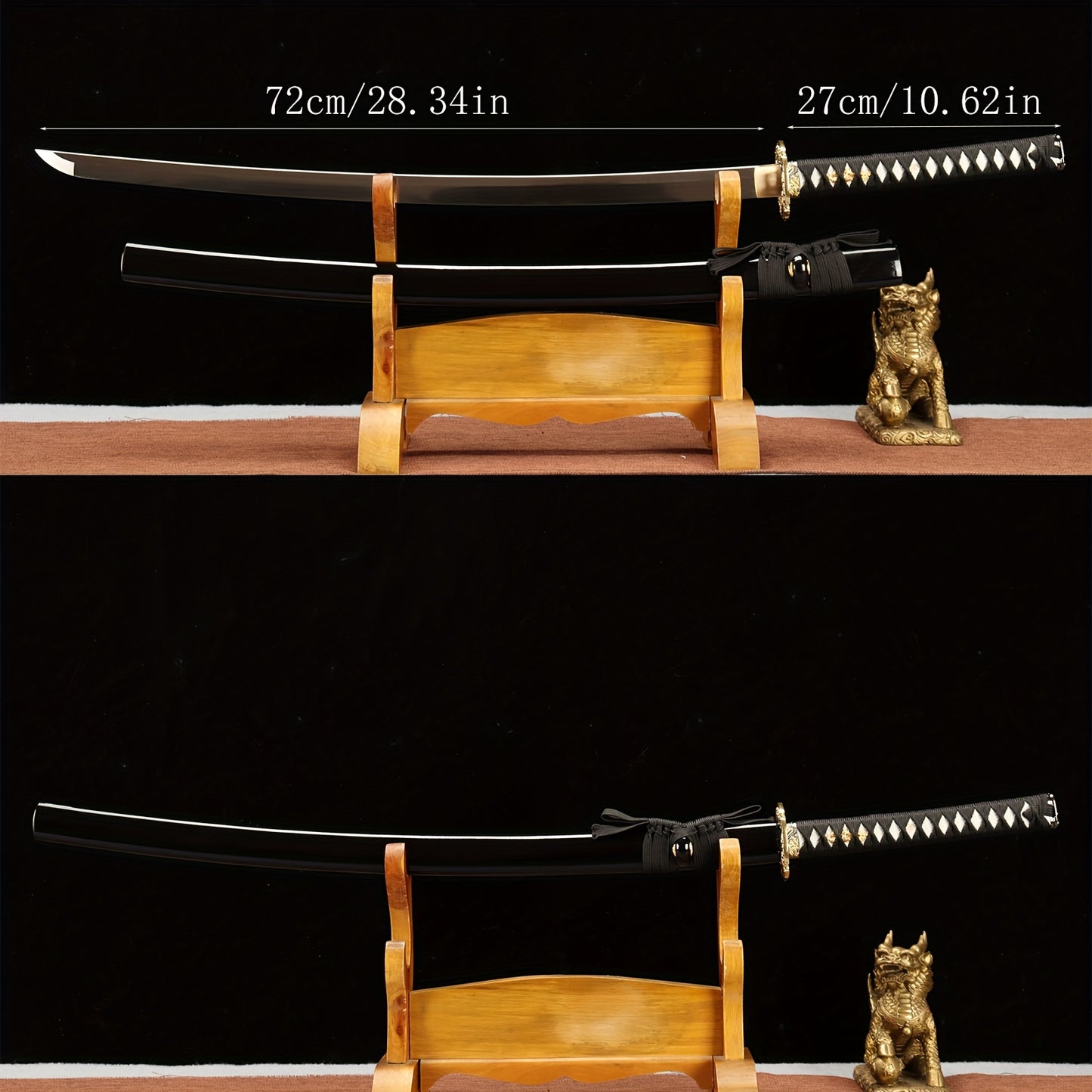 Four-Sided Cloud Dragon Katana · High Manganese Steel Black Blade (103cm)