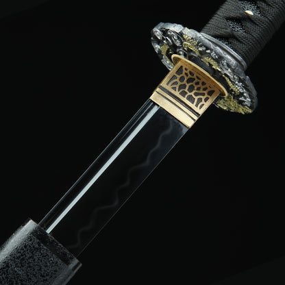 T10 Clay Tempered Katana with Real Hamon – Handmade Full Tang Sword
