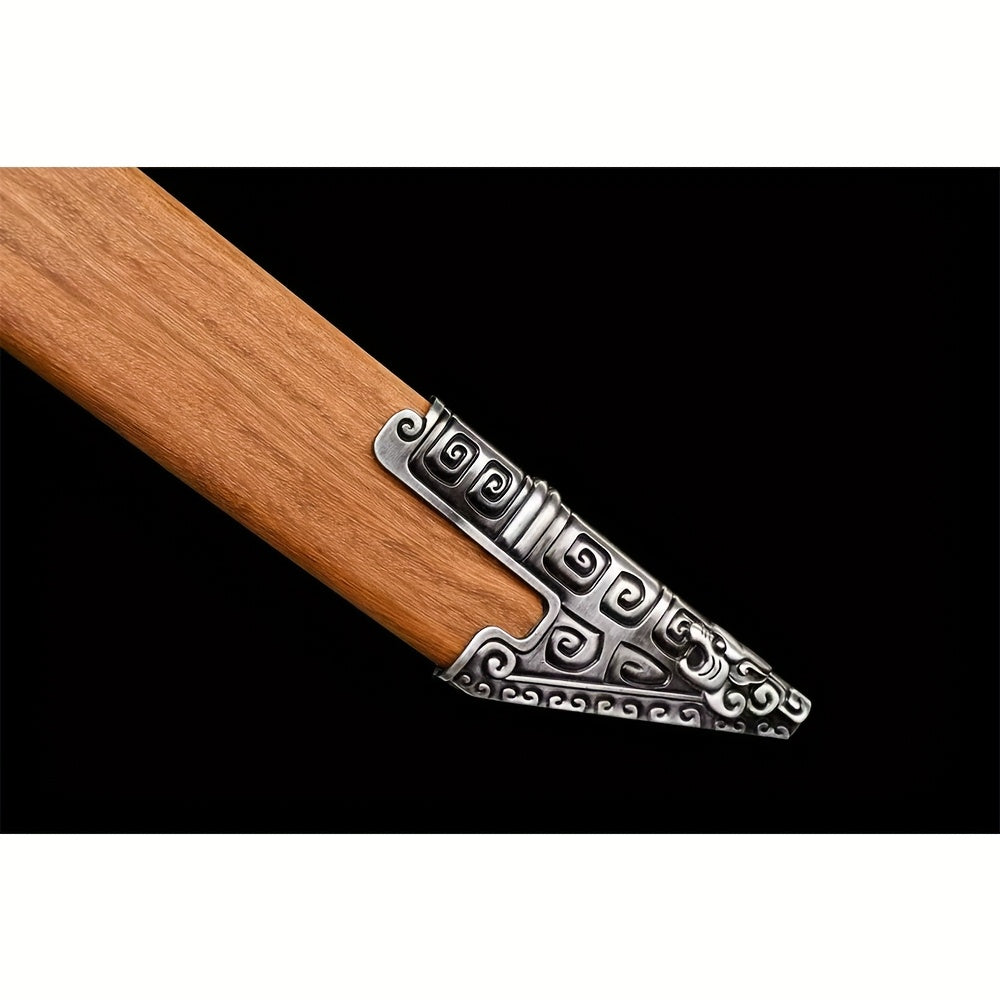 Han Jian · Silver Alloy Handle Cloud Scroll Relief Double-Edge Sword