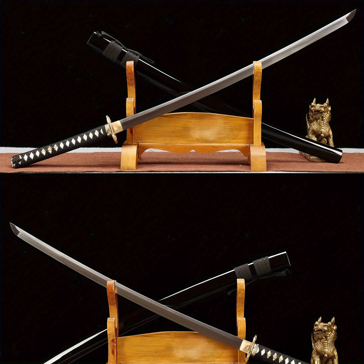Four-Sided Cloud Dragon Katana · High Manganese Steel Black Blade (103cm)