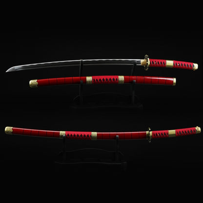 Red Lacquer Katana · Gold Alloy Fittings Full Tang