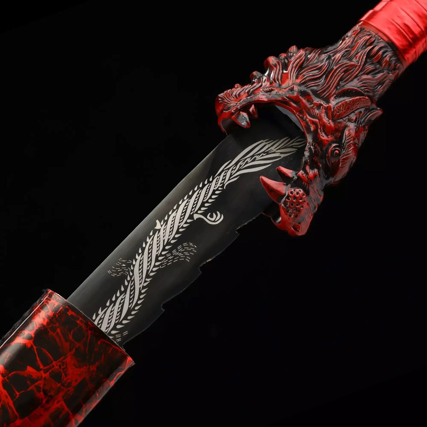 Red Dragon Ninjato · Silver Dragon Blade Lava Scabbard (41in)