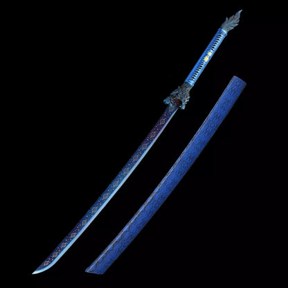 Blue Dragon Ninjato · Starfield Blade Dragon Tsuba (41in)
