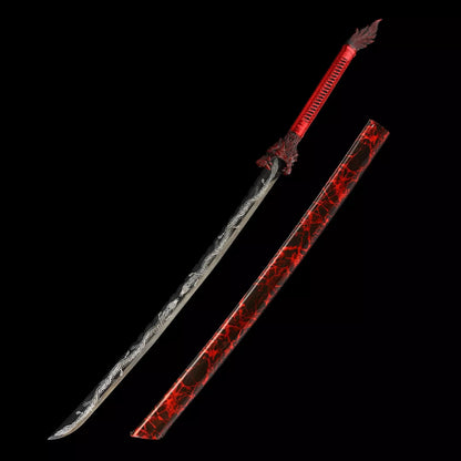 Red Dragon Ninjato · Silver Dragon Blade Lava Scabbard (41in)