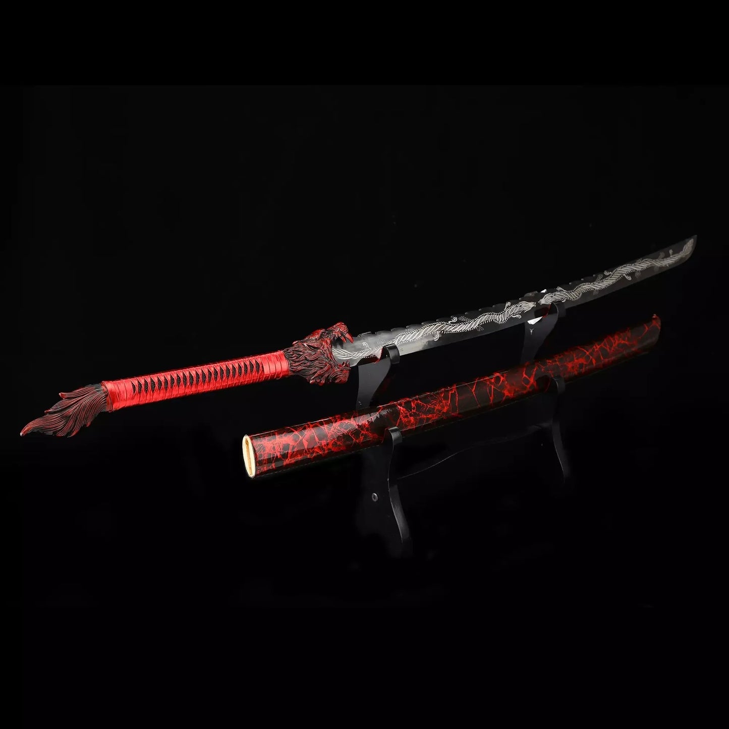 Red Dragon Ninjato · Silver Dragon Blade Lava Scabbard (41in)