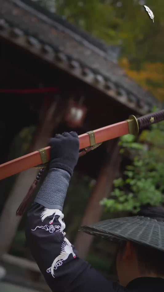 Ming official sword · patterned steel ~ demon-suppressing [Dragon and Phoenix sandalwood style] SHARP