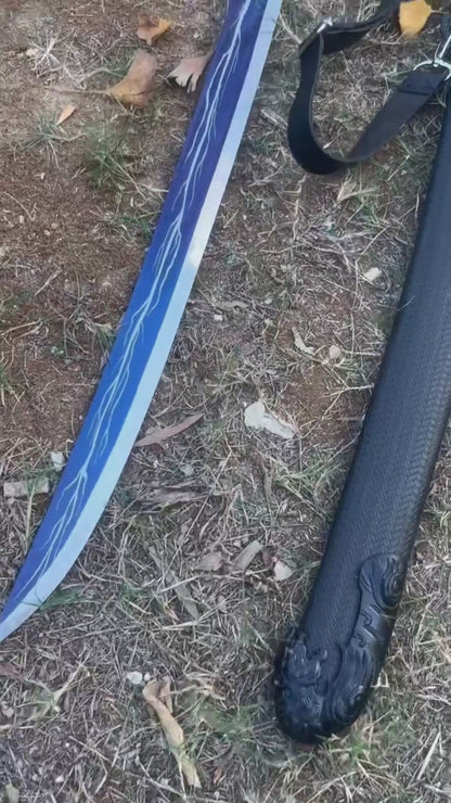 Handcrafted Full Tang Sword  Embroidered Spring Knife ~ Thunder