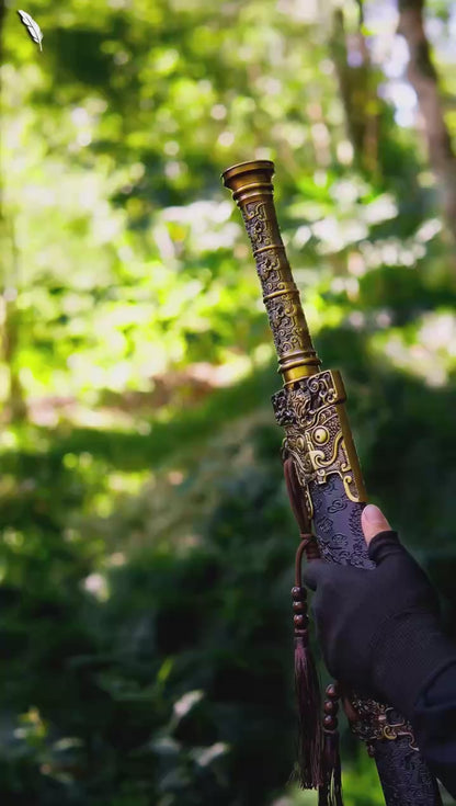 Crimson Flame Chu Jian | Full Tang High Manganese Steel Brocade Scabbard 91cm